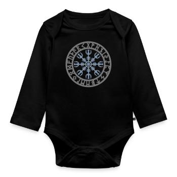 Rune magic Aegishjalmur, Helm of Awe - Organic Longsleeve Baby Bodysuit - black - Front