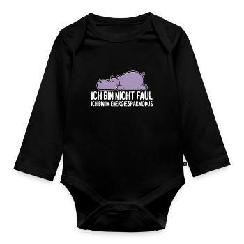Lustiges Nilpferd Flusspferd Zeichnung Geschenk - Baby Bio-Langarm-Body - Schwarz - Vorne