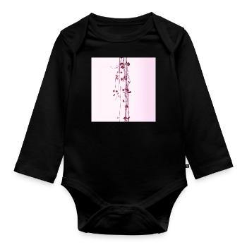 Zarte Pflanze Minimalismus Aquarell - Baby Bio-Langarm-Body - Schwarz - Vorne