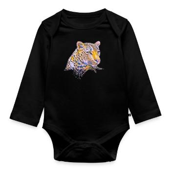 Leopard - Baby Bio-Langarm-Body - Schwarz - Vorne