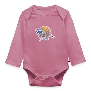 racoon - Organic Longsleeve Baby Bodysuit - mauve - Front