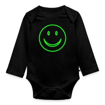 Smiling Face - Smile - Organic Longsleeve Baby Bodysuit - black - Front
