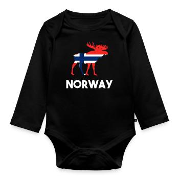 Drapeau de la Norvège - Body Bébé bio manches longues - noir - Devant