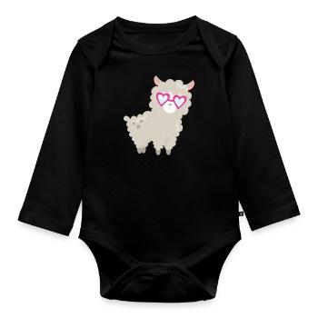 LLAMA - Body Bébé bio manches longues - noir - Devant