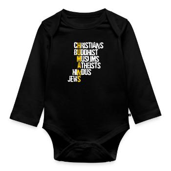 Humans - alle Menschen sind gleich - Baby Bio-Langarm-Body - Schwarz - Vorne