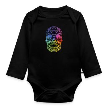 Colored skull Skull Mexicana Style - Organic Longsleeve Baby Bodysuit - black - Front