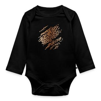 Wild Leopard Inside - Organic Longsleeve Baby Bodysuit - black - Front