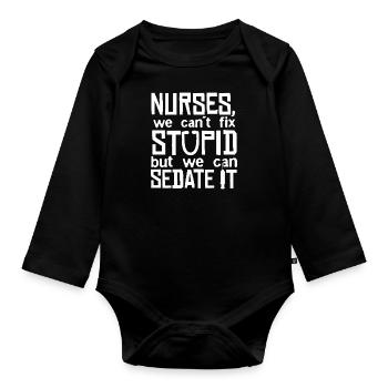 Infirmière, Fou, T-shirt Femme, Idée - Body Bébé bio manches longues - noir - Devant
