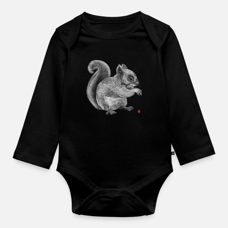 Eichhörnchen - Baby Bio-Langarm-Body - Schwarz