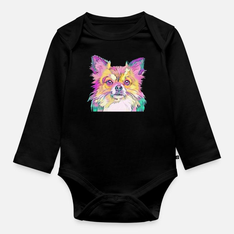 Chien coloré - Body Bébé bio manches longues - noir