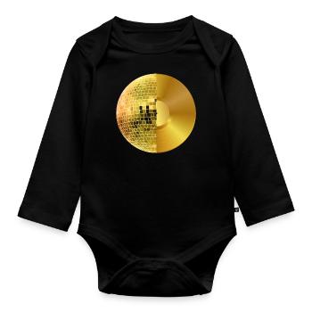 Disco Ball And Record - Organic Longsleeve Baby Bodysuit - black - Front