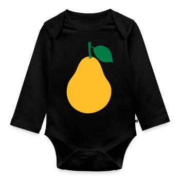 Pear - Organic Longsleeve Baby Bodysuit - black - Front