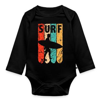 Surfers surfboard - Organic Longsleeve Baby Bodysuit - black - Front