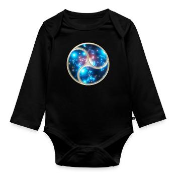 Yin Yang Balance Triskelion Galaxy Star Universe - Baby Bio-Langarm-Body - Schwarz - Vorne