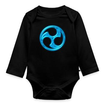Japanisches Mitsu Tomoe - Symbol der Weltenseele - Baby Bio-Langarm-Body - Schwarz - Vorne