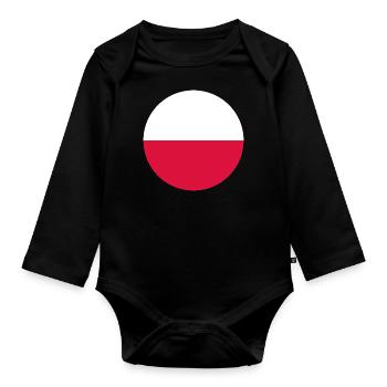 Kreis polnische Flagge Geschenk Polska - Baby Bio-Langarm-Body - Schwarz - Vorne