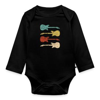 Electric Guitar Vintage Gift - Organic Longsleeve Baby Bodysuit - black - Front