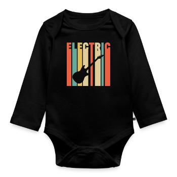 Electric Guitar Vintage Gift - Organic Longsleeve Baby Bodysuit - black - Front