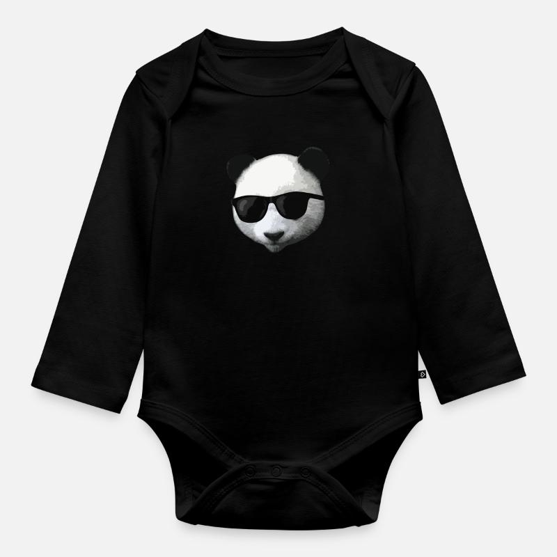 Panda Panda Bear Animal Cool Lunettes de soleil - Body Bébé bio manches longues - noir