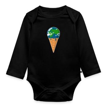 Erde Eis Wissenschaft Klimaschutz Klimawandel - Baby Bio-Langarm-Body - Schwarz - Vorne