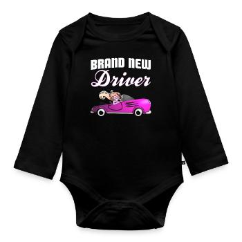 Führerscheinfrau - Baby Bio-Langarm-Body - Schwarz - Vorne