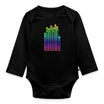 Soundwaves Waves Musik DJ Vinyl Alpha Beta - Baby Bio-Langarm-Body - Schwarz - Vorne