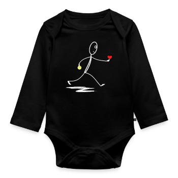 Cœur - Cordial - Figure en bâton - Body Bébé bio manches longues - noir - Devant