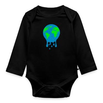 Schmelzende Erde Weltkugel Planet Klimawandel - Baby Bio-Langarm-Body - Schwarz - Vorne