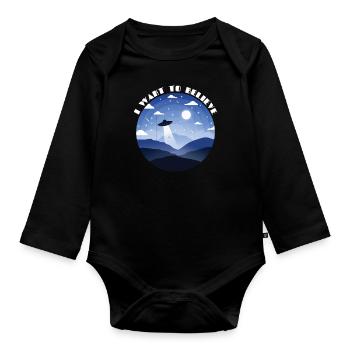 Alien UFO aliens cadeau du 20 septembre - Body Bébé bio manches longues - noir - Devant