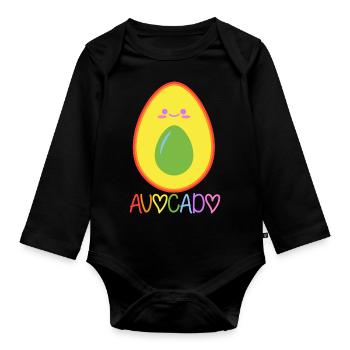 Kinder Bekleidung Avocado Geschenkidee - Baby Bio-Langarm-Body - Schwarz - Vorne