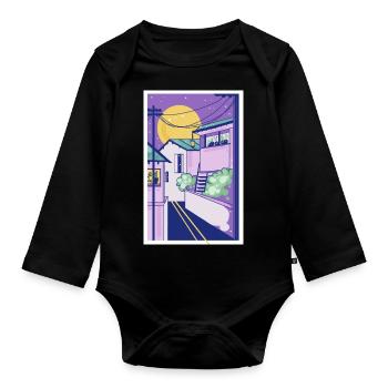 Yokohama at Night - Baby Bio-Langarm-Body - Schwarz - Vorne