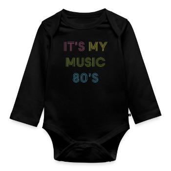 80 s de musique - Body Bébé bio manches longues - noir - Devant