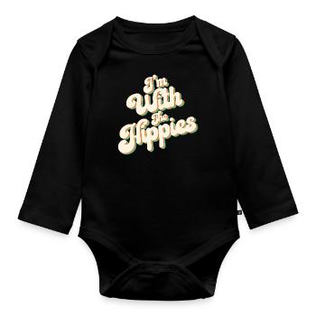 Hippie Music | Hippies Lifestyle 60s Gift Idea - Organic Longsleeve Baby Bodysuit - black - Front