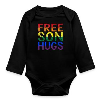 Free Son Hugs LGBT Gay Lesbian Pride - Organic Longsleeve Baby Bodysuit - black - Front