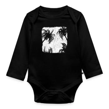 Palm Palm Trees Sunset Beach Retro - Organic Longsleeve Baby Bodysuit - black - Front