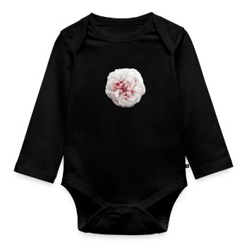 Blume 01 - Pfingstrose - Baby Bio-Langarm-Body - Schwarz - Vorne