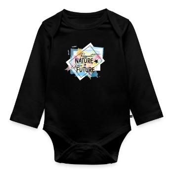 Respect the Nature - Save the Future - Organic Longsleeve Baby Bodysuit - black - Front