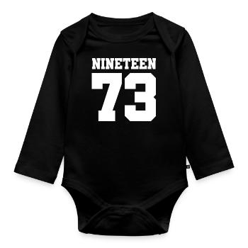 Geburtstag Jahreszahl Nineteen Geschenk 1973 73 - Baby Bio-Langarm-Body - Schwarz - Vorne