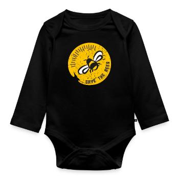 Rette die Bienen - Baby Bio-Langarm-Body - Schwarz - Vorne