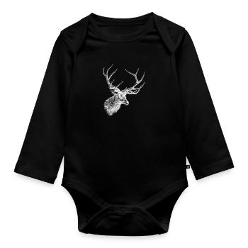 Cerf - bois de cerf - Body Bébé bio manches longues - noir - Devant