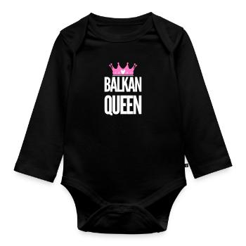 La reine des Balkans | Pays des Balkans Patrie Idée cadeau - Body Bébé bio manches longues - noir - Devant