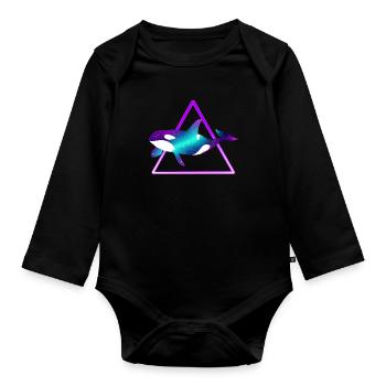 Orca Wal Fisch - Baby Bio-Langarm-Body - Schwarz - Vorne