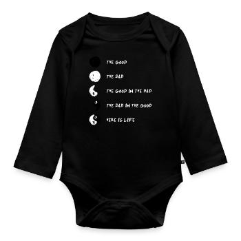Ying Yang Life Balance - Organic Longsleeve Baby Bodysuit - black - Front