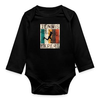TENNIS expert sports - Body Bébé bio manches longues - noir - Devant