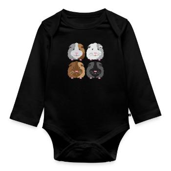 vier Meerschweinchen! - Baby Bio-Langarm-Body - Schwarz - Vorne