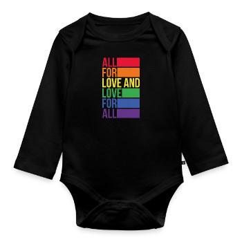 All for love and love for all gifts - Organic Longsleeve Baby Bodysuit - black - Front