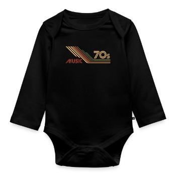 70s 70s music vintage retro - Organic Longsleeve Baby Bodysuit - black - Front