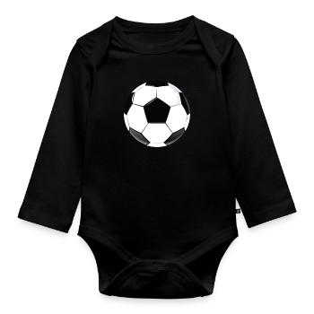 shiny detail football soccer ball - Organic Longsleeve Baby Bodysuit - black - Front