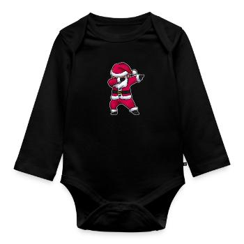 Noël Père Noël Nicolas cool dabbing - Body Bébé bio manches longues - noir - Devant