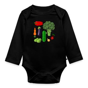Gemüse - Baby Bio-Langarm-Body - Schwarz - Vorne